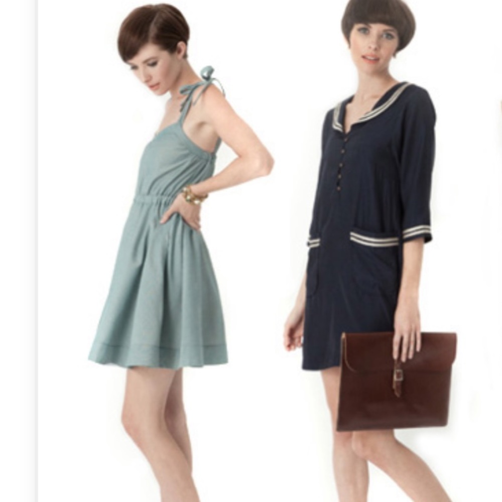 ModCloth Dear Creatures Blue Fit Flare Dress